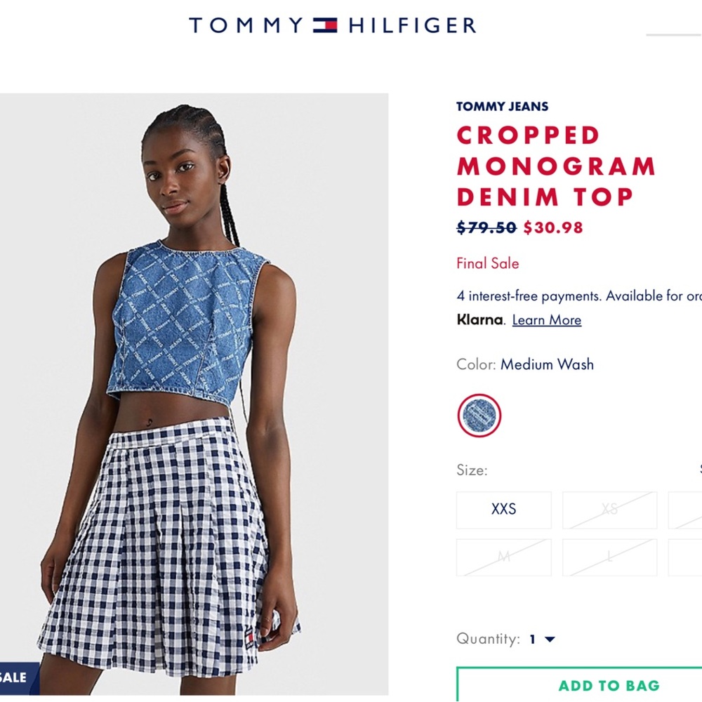 Tommy jeans, brand new monogram denim crop top.